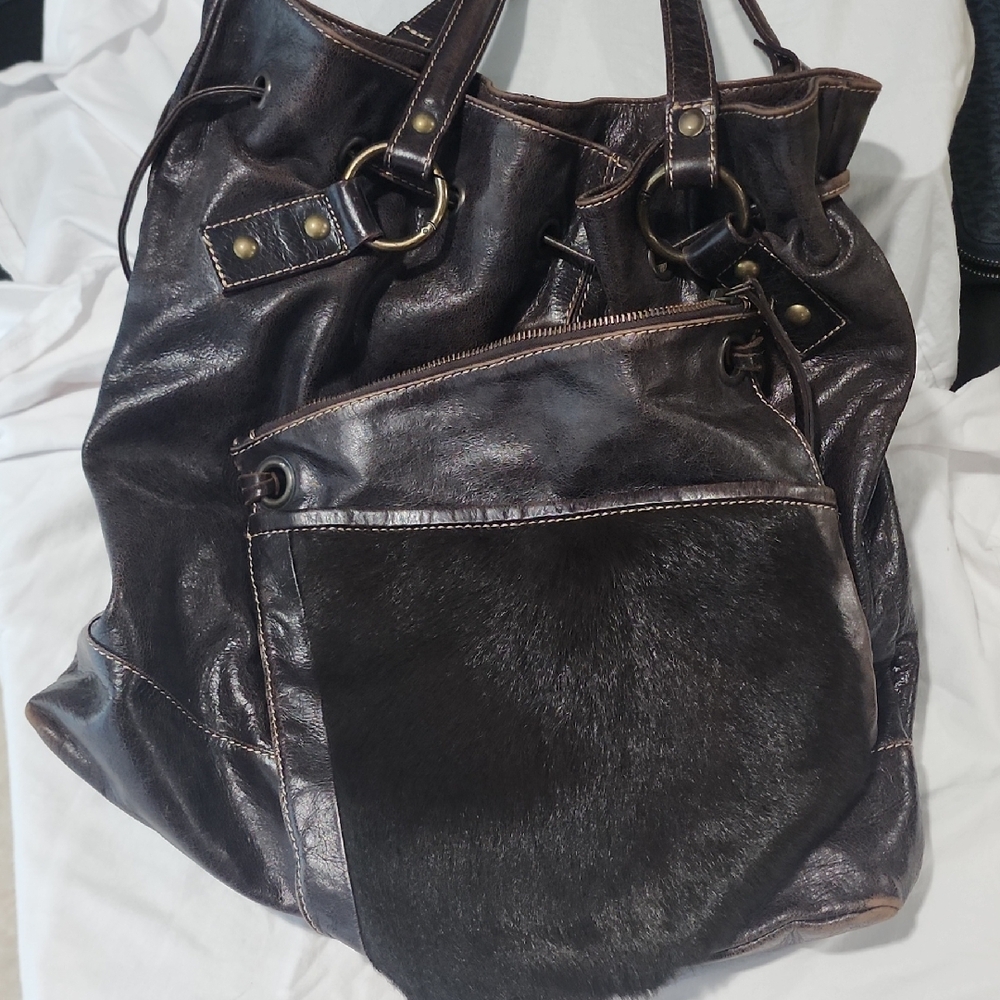 Chic Dark Brown Leather Tote Bag
